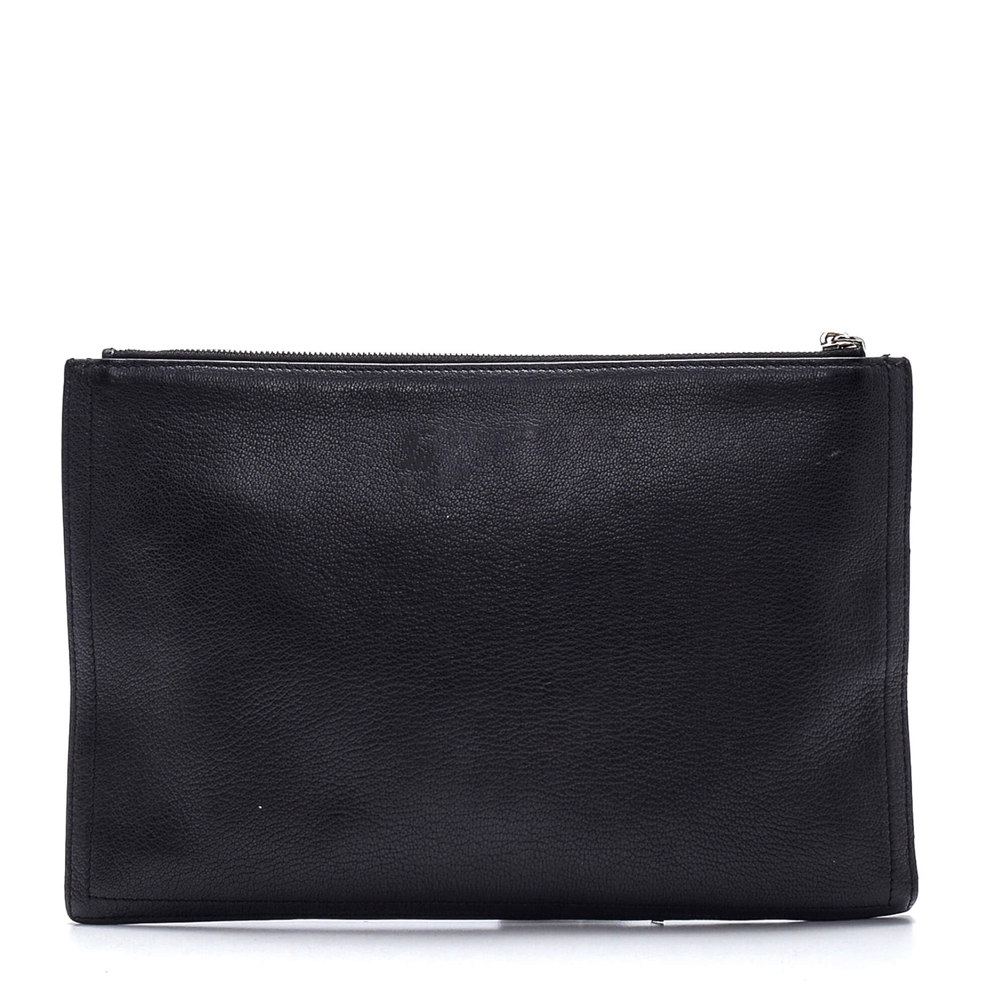 Givenchy - Black Leather Zipped Antigona Clutch 